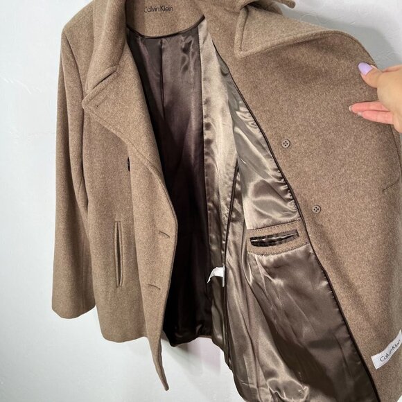 Calvin Klein Light Brown Wool Cashmere Blend Coat Jacket Blazer Size 8 - Picture 8 of 12